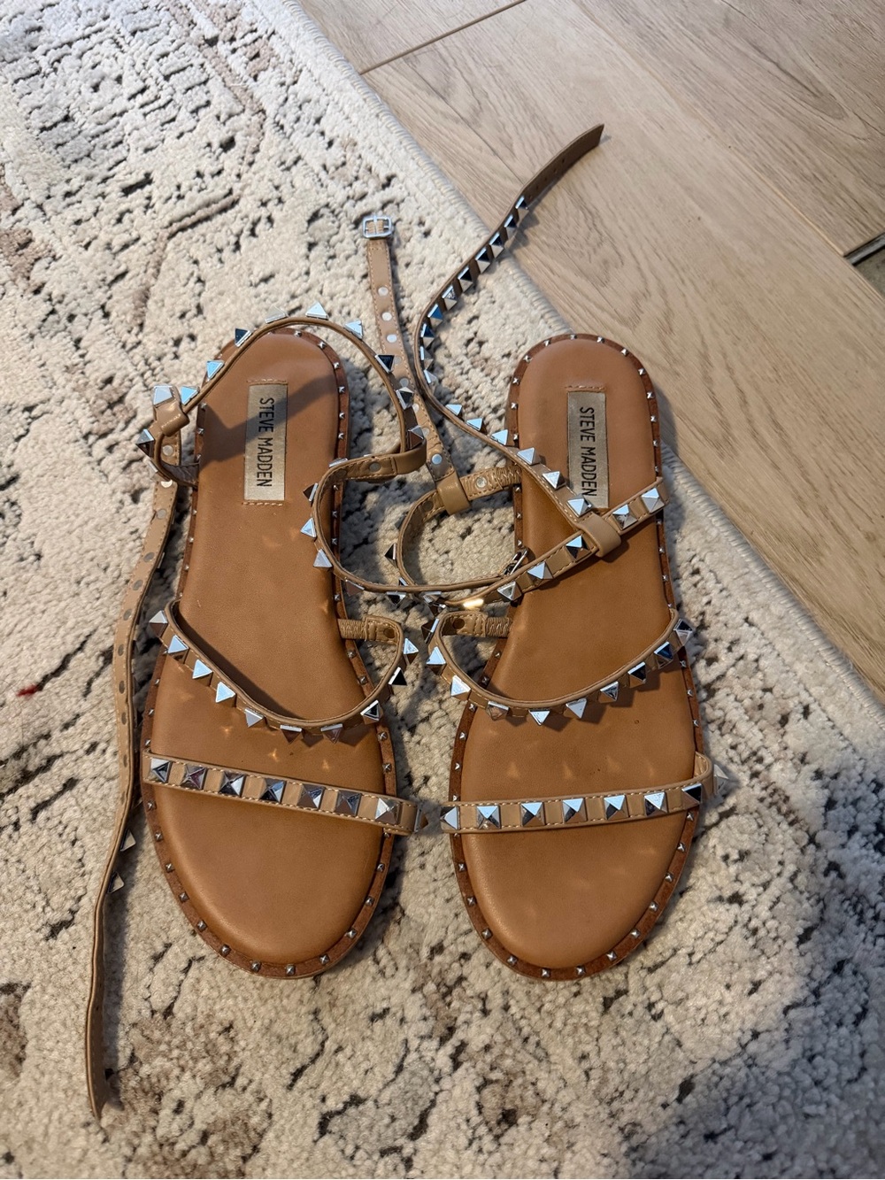 Steve Madden Brown Leather Studded Gladiator Sandals